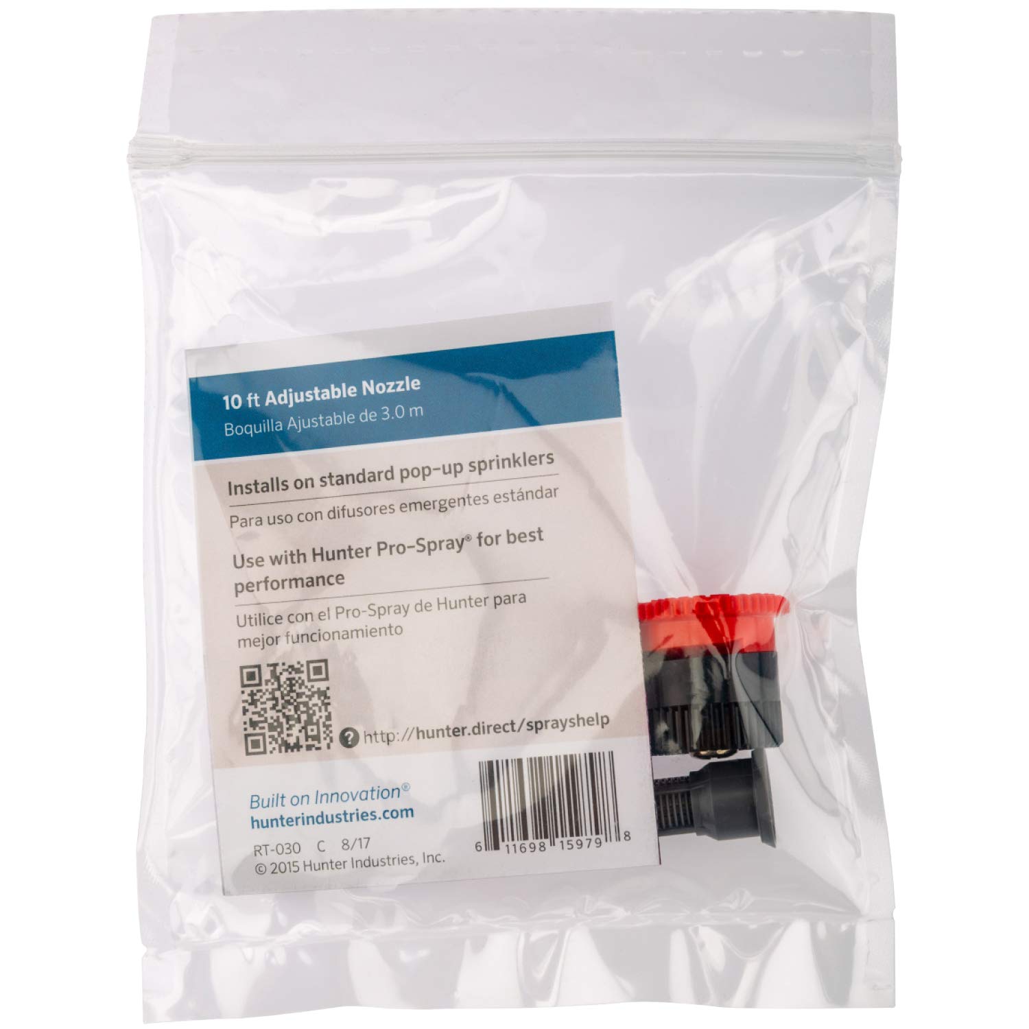 Hunter 10A Adjustable Sprinkler Nozzle, Lawn Sprinkler Nozzle Replacement, 10 ft Radius, Full Circle to Narrow Arc, Fits Most Pop Up Sprinkler Heads, Pro Grade, Red - Image 4