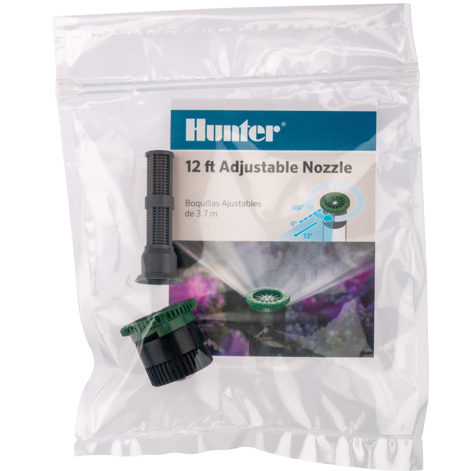 Hunter 12A Adjustable Irrigation Spray Nozzle, 12' Radius, 0°–360° Arc, Water-Saving Precision Coverage, Lawn Sprinkler Nozzle Replacement, Durable Green Design - Image 3