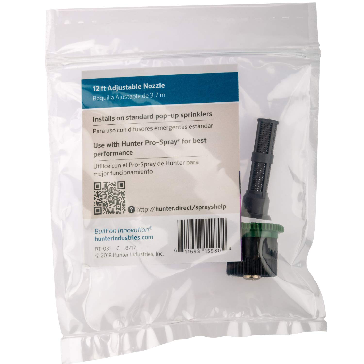 Hunter 12A Adjustable Irrigation Spray Nozzle, 12' Radius, 0°–360° Arc, Water-Saving Precision Coverage, Lawn Sprinkler Nozzle Replacement, Durable Green Design - Image 4