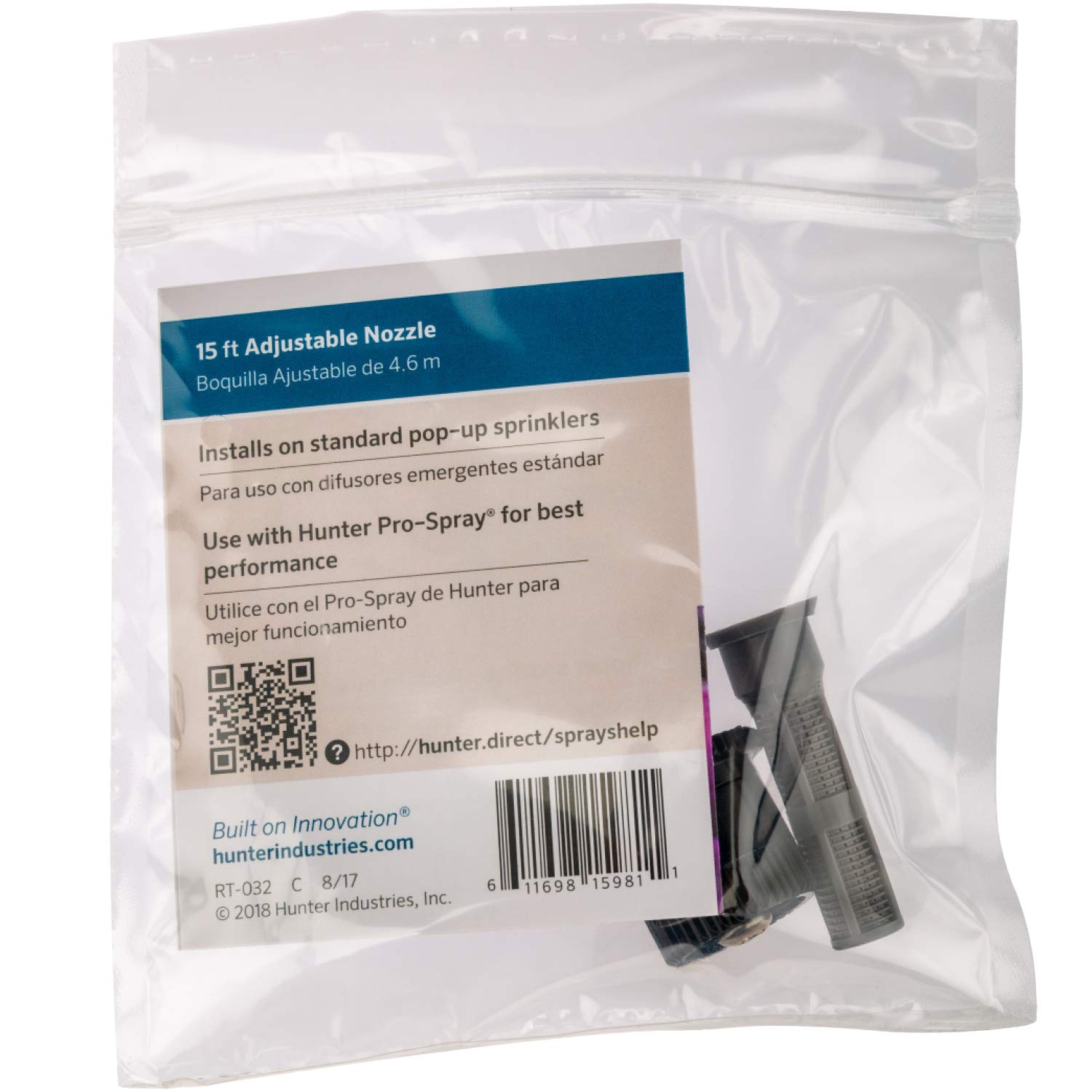 Hunter 15A Adjustable Spray Nozzle, 0° to 360° Arc, 15 ft Radius, High Precision Pop Up Sprinkler Head for Lawn and Landscape Irrigation - Image 4