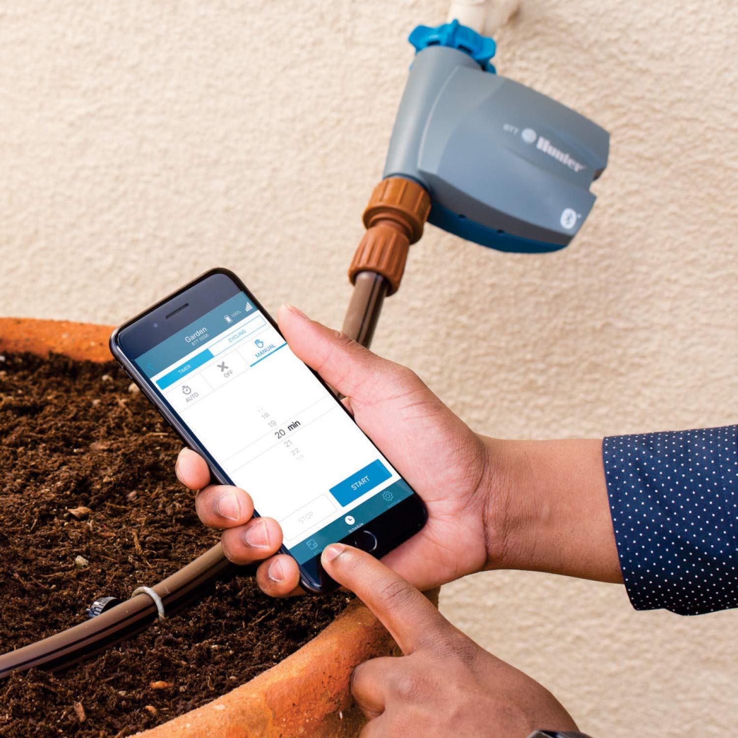 Hunter BTT Bluetooth Hose Timer, Smart Water Timer for Outdoor Faucet, App Controlled Irrigation for Lawn and Garden, Single-Zone Tap Time, Programmable, Battery Operated - Image 4