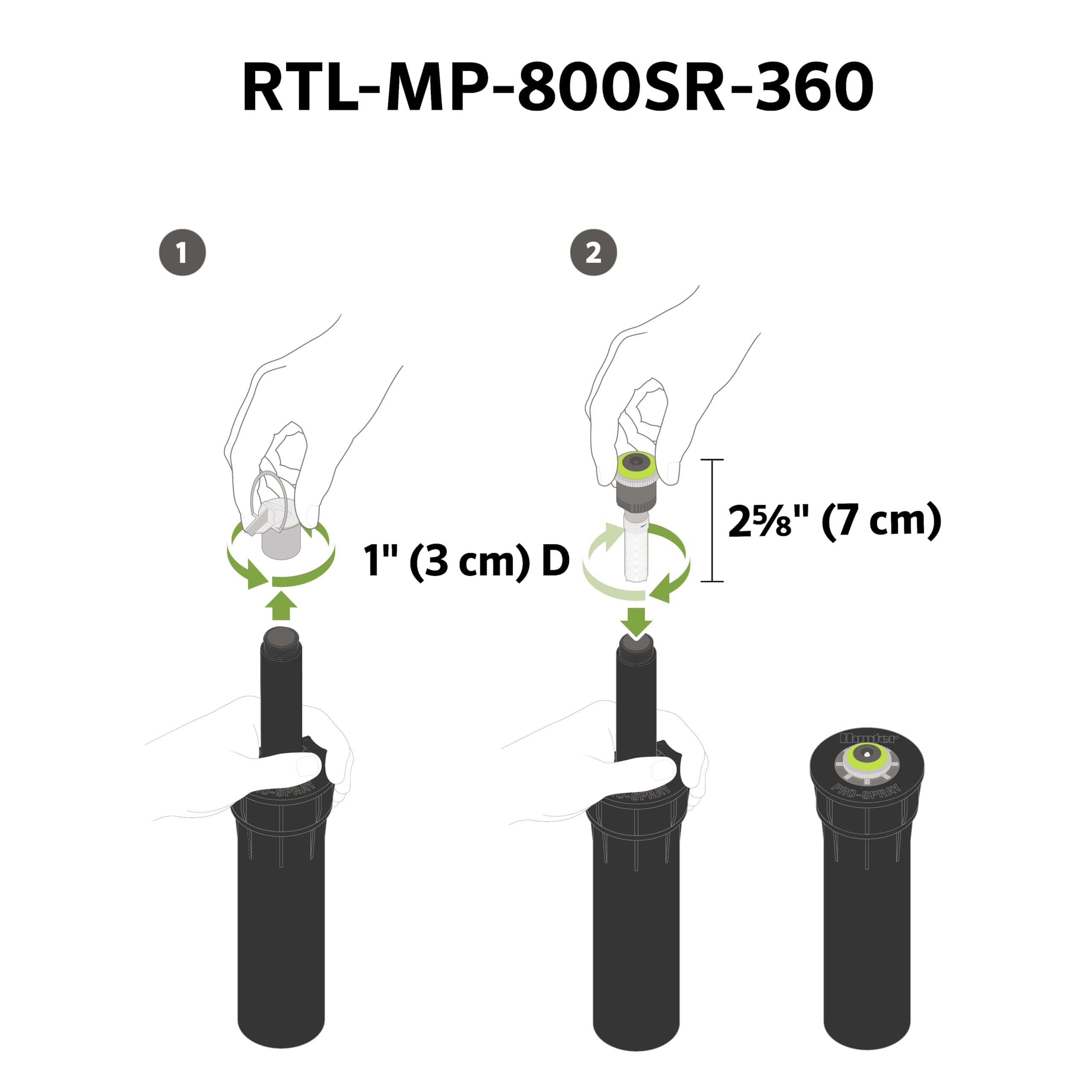 Hunter MP-800SR-360 MP Rotator Sprinkler Nozzle 360° Full Circle Arc 6′ to 12′ Radius Multi Stream Female Thread Water Saving Spray Head for Lawn Irrigation Gray Lime Green - Image 4