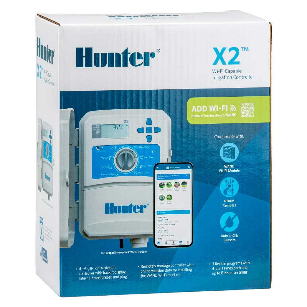 Hunter X2 4 Zone Sprinkler Controller, Outdoor Irrigation Timer for Lawn and Garden, Smart Watering with Weather-Based Scheduling and Cycle and Soak, Smart Controller Ready with Optional WiFi Module - Image 4
